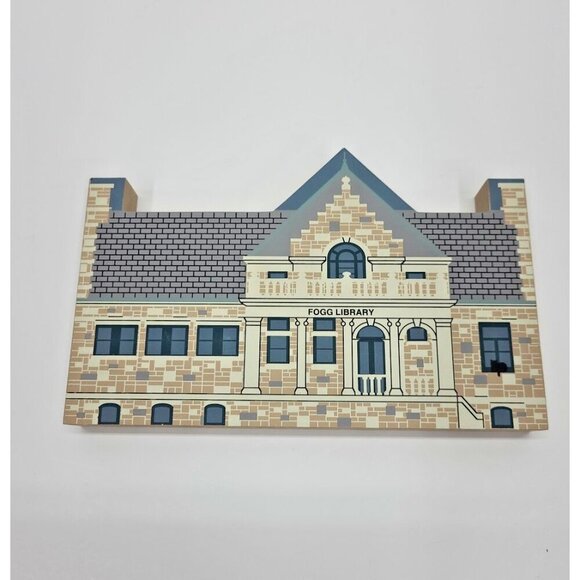 Vintage 1995 The Cat's Meow Fogg Library Wooden Block House Signed Joline - Picture 1 of 7